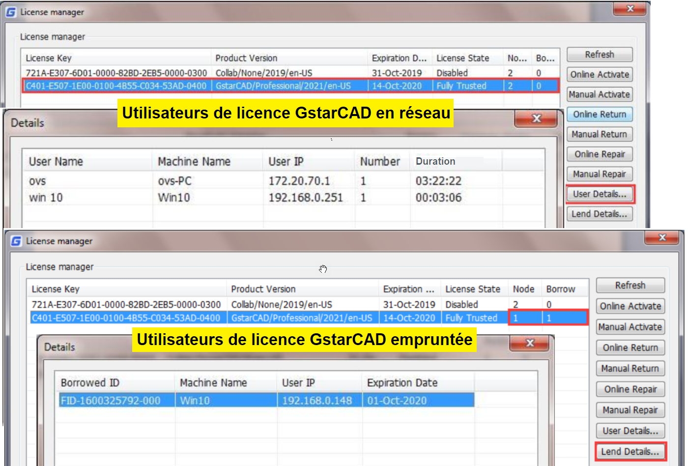 Gestionnaire licences reso