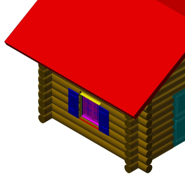 Dessin 3D de maison en rondins