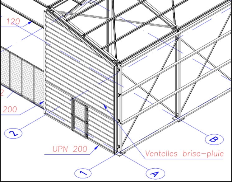 Batiment en Charpente métallique 3D 